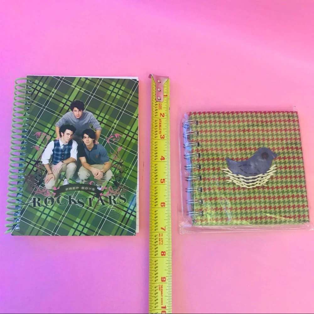 Vintage Jonas Brothers Green Plaid Spiral Notebook with extra